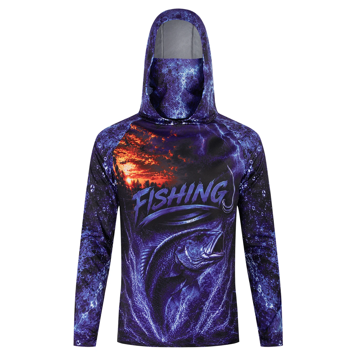 Heren, paarse visprint, 3D-gep - Fishing Shirt Uv Protection recensie en prijs